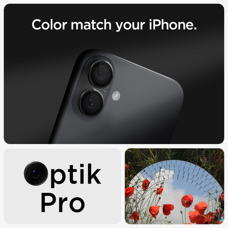 Folie sticlă cameră Spigen Optik.tR EZ Fit Pro Camera Glass pentru iPhone 17 / iPhone 16 Plus / iPhone 16, neagră