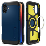 Husa de protectie Spigen Tough Armor MagSafe (ACS08217) compatibil cu iPhone 16, Bleumarin