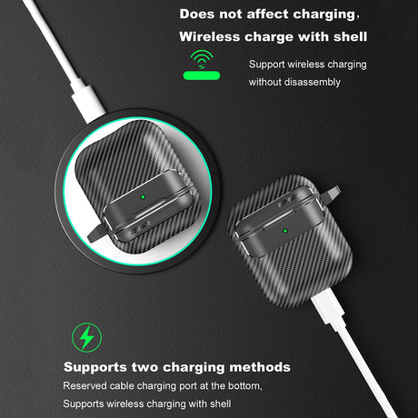Casti Techsuit CarbonFiber, for AirPods 1 / 2, Negru