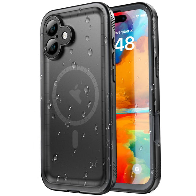 Husa de protectie ShellBox Waterproof IP68 compatibil cu iPhone 16, Negru