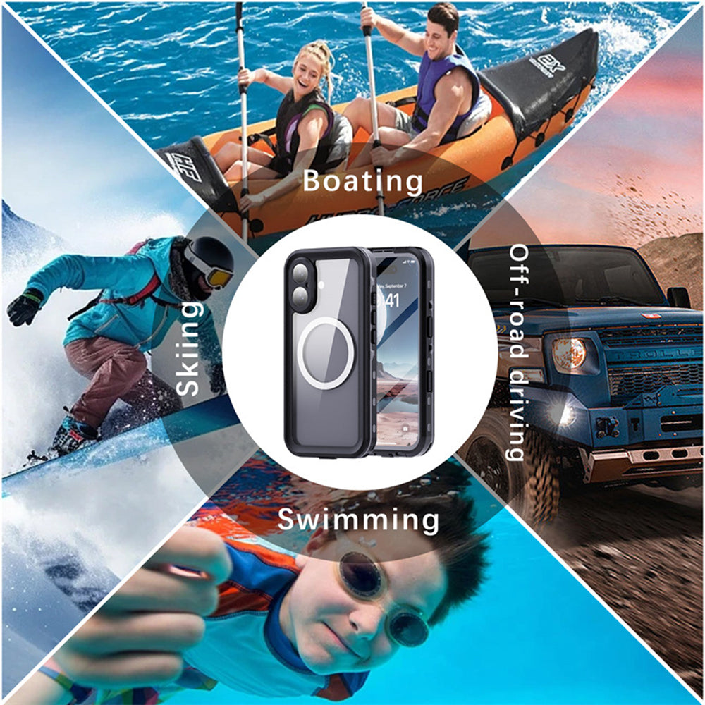 Husa de protectie ShellBox Waterproof IP68 compatibil cu iPhone 16, Negru