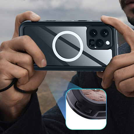 Husa de protectie ShellBox Waterproof IP68 compatibil cu iPhone 16 Pro, Negru