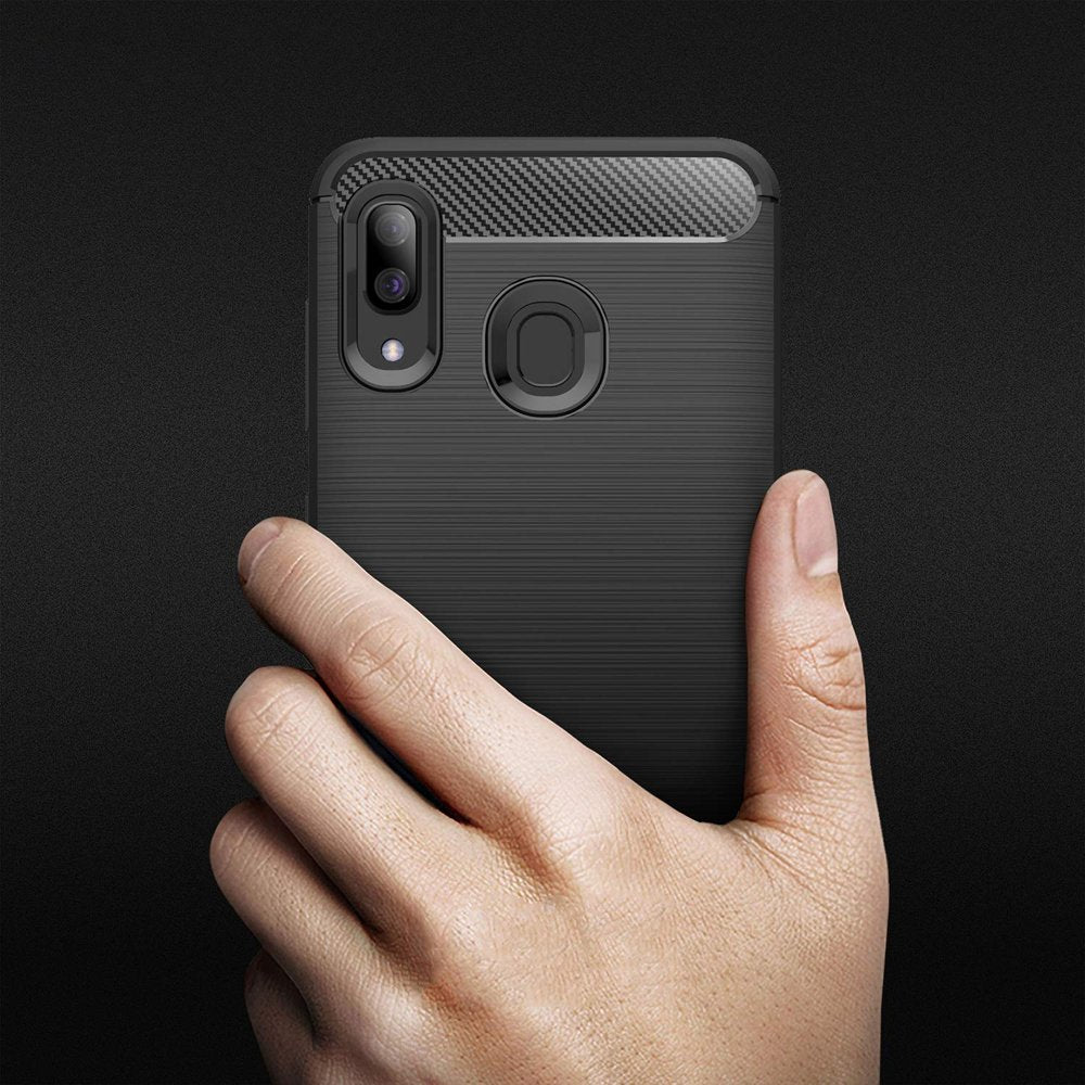 Husa de protectie Techsuit Carbon Silicone compatibil cu Samsung Galaxy A40, Negru