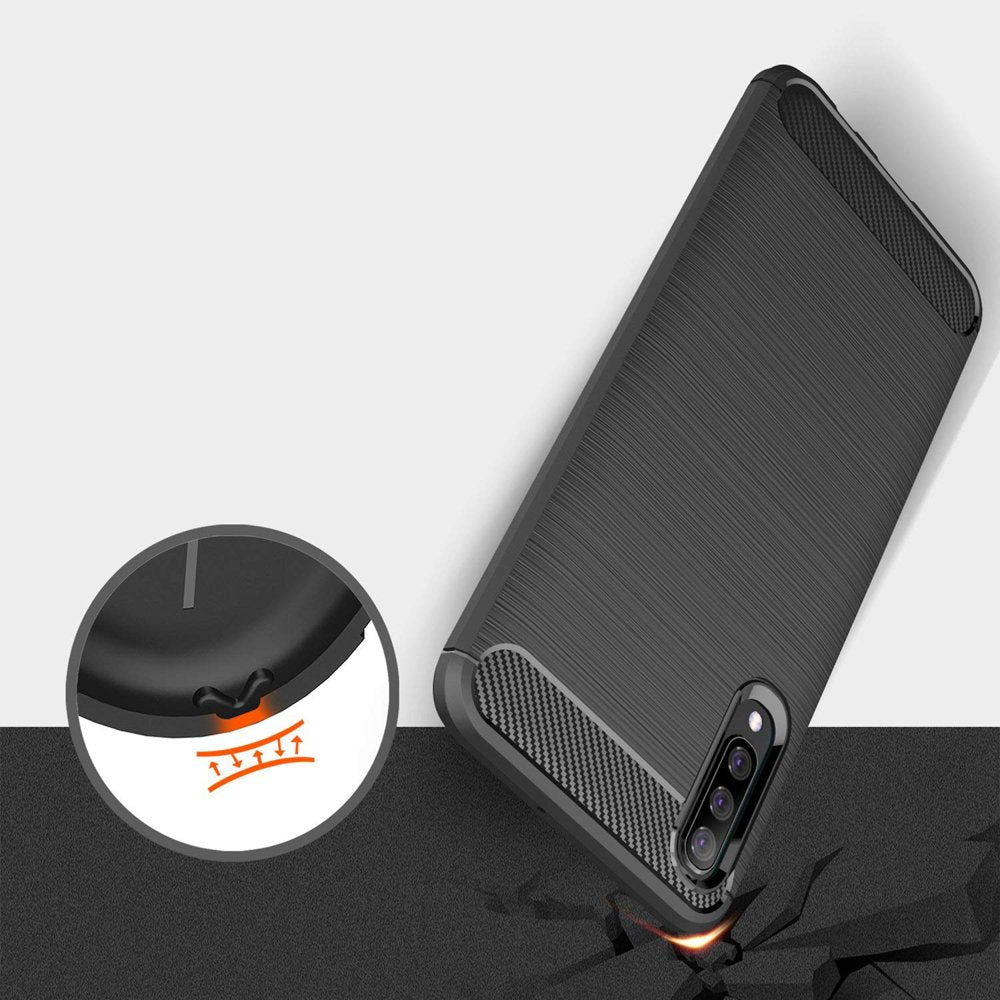 Husa de protectie Techsuit Carbon Silicone compatibil cu Samsung Galaxy A70 / A70s, Negru
