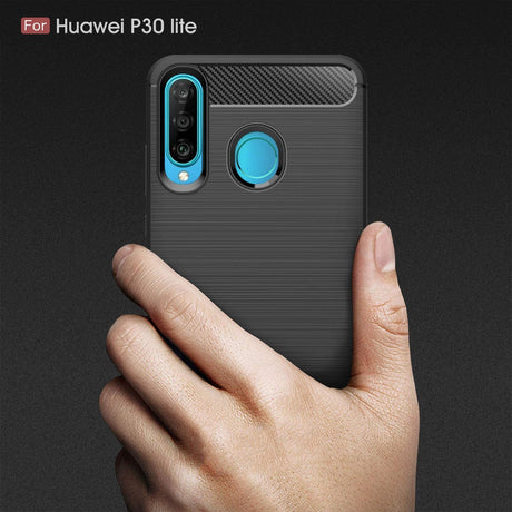 Husa de protectie Techsuit Carbon Silicone compatibil cu Huawei P30 lite / P30 lite New Edition, Negru