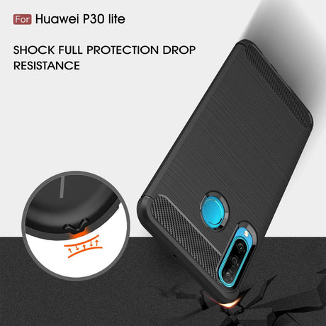 Husa de protectie Techsuit Carbon Silicone compatibil cu Huawei P30 lite / P30 lite New Edition, Negru