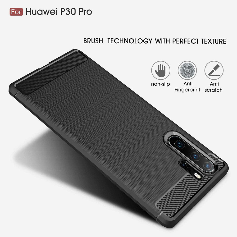 Husa de protectie Techsuit Carbon Silicone compatibil cu Huawei P30 Pro / P30 Pro New Edition, Negru