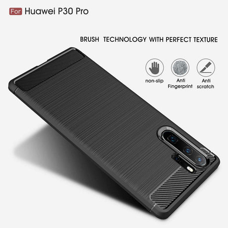 Husa de protectie Techsuit Carbon Silicone compatibil cu Huawei P30 Pro / P30 Pro New Edition, Negru