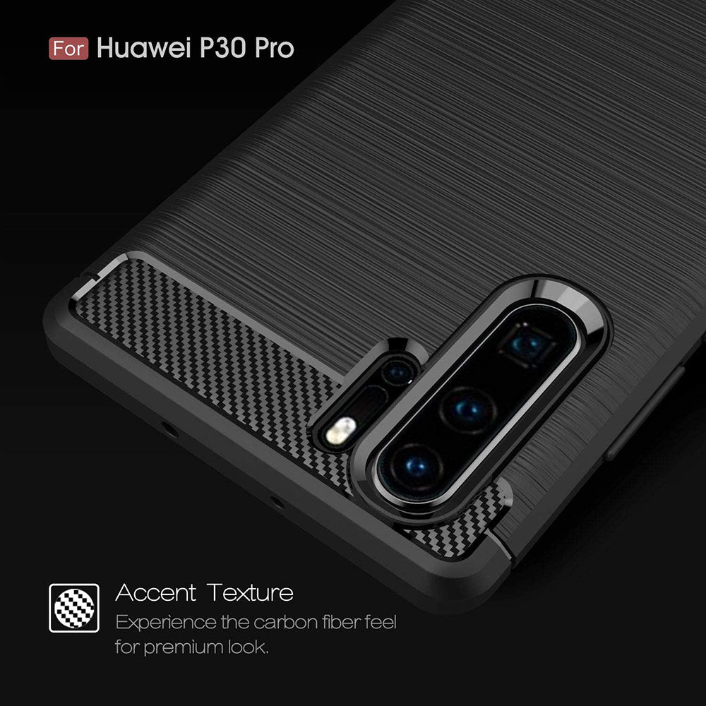 Husa de protectie Techsuit Carbon Silicone compatibil cu Huawei P30 Pro / P30 Pro New Edition, Negru
