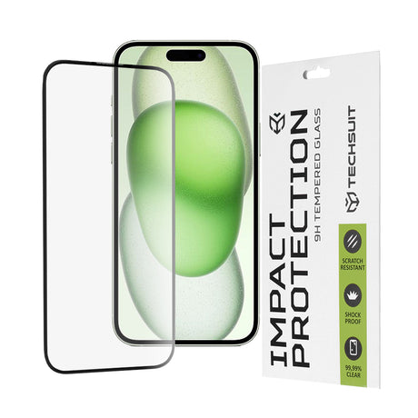 Folie de protectie Techsuit 111D Full Cover / Full Glue Glass compatibil cu iPhone 15 Plus / iPhone 16 Plus, Negru