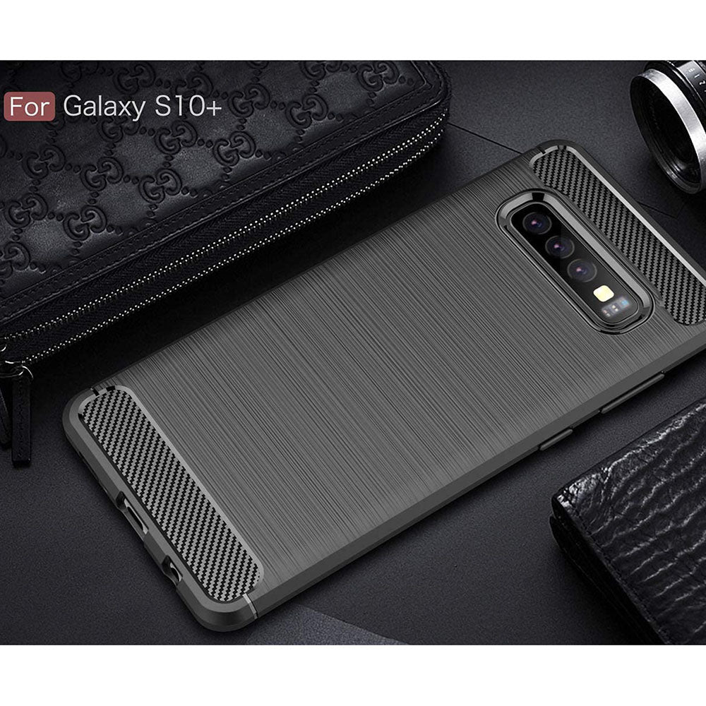 Husa de protectie Techsuit Carbon Silicone compatibil cu Samsung Galaxy S10 Plus, Negru