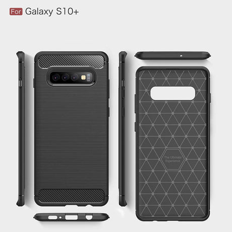 Husa de protectie Techsuit Carbon Silicone compatibil cu Samsung Galaxy S10 Plus, Negru