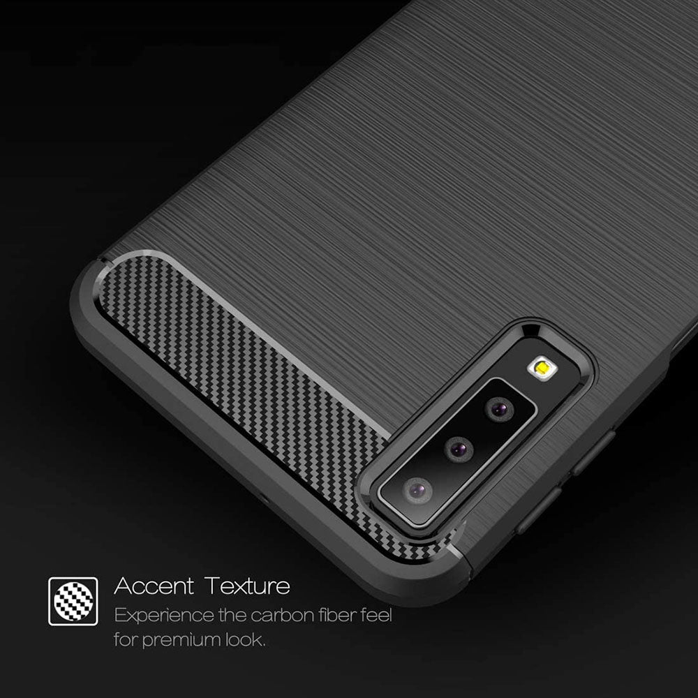 Husa de protectie Techsuit Carbon Silicone compatibil cu Samsung Galaxy A7 2018, Negru