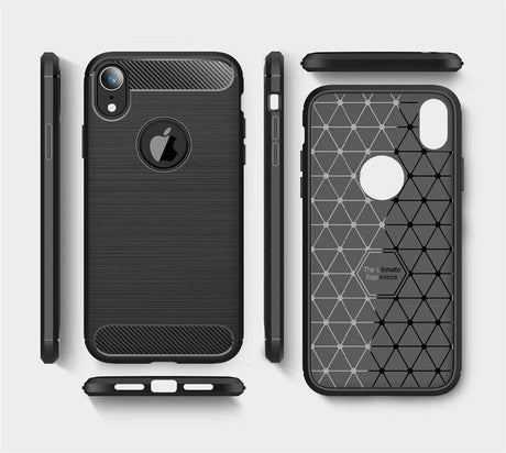Husa de protectie Techsuit Carbon Silicone compatibil cu iPhone XR, Negru