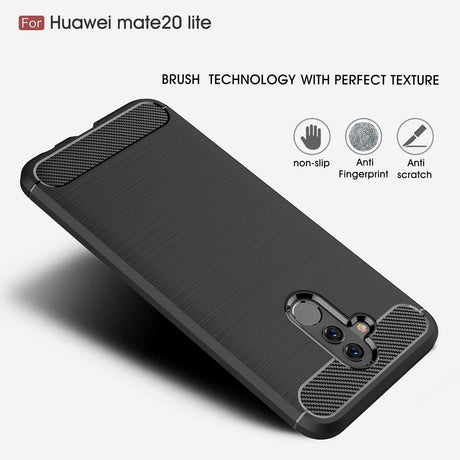 Husa de protectie Techsuit Carbon Silicone compatibil cu Huawei Mate 20 lite, Negru