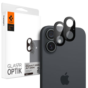 Folie de protectie Spigen (set de 2) Optik.tR Camera Glass (AGL07922) compatibil cu iPhone 16 / iPhone 16 Plus, Negru