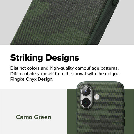 Husa de protectie Ringke Onyx Design compatibil cu iPhone 16 Plus, Camo Green
