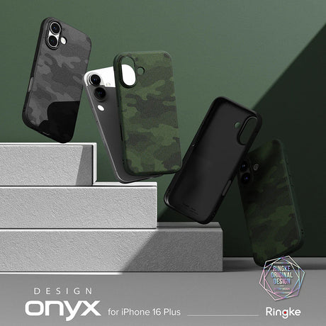 Husa de protectie Ringke Onyx Design compatibil cu iPhone 16 Plus, Camo Green