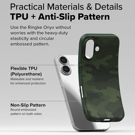 Husa de protectie Ringke Onyx Design compatibil cu iPhone 16 Plus, Camo Green