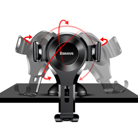 Suport Baseus Osculum (SUYL-XP01), Gravity Grip for Dashboard, Windshield, 360° Rotating, Suction Cup Clamp, Negru