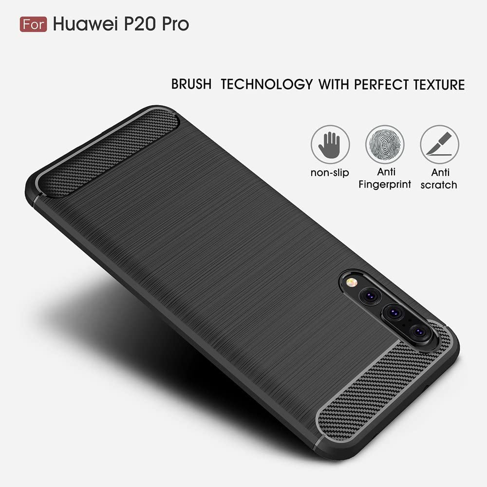 Husa de protectie Techsuit Carbon Silicone compatibil cu Huawei P20 Pro, Negru