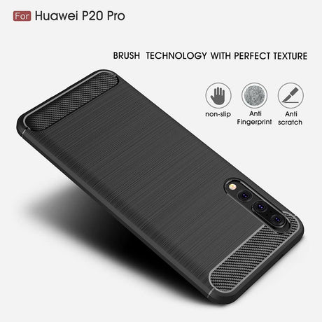 Husa de protectie Techsuit Carbon Silicone compatibil cu Huawei P20 Pro, Negru