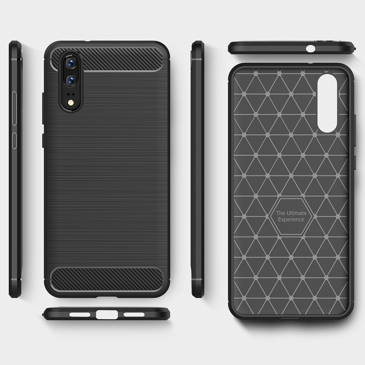 Husă Techsuit Carbon Silicone neagră pentru Huawei P20