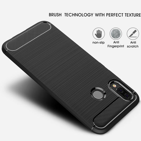Husa de protectie Techsuit Carbon Silicone compatibil cu Huawei P20 lite, Negru