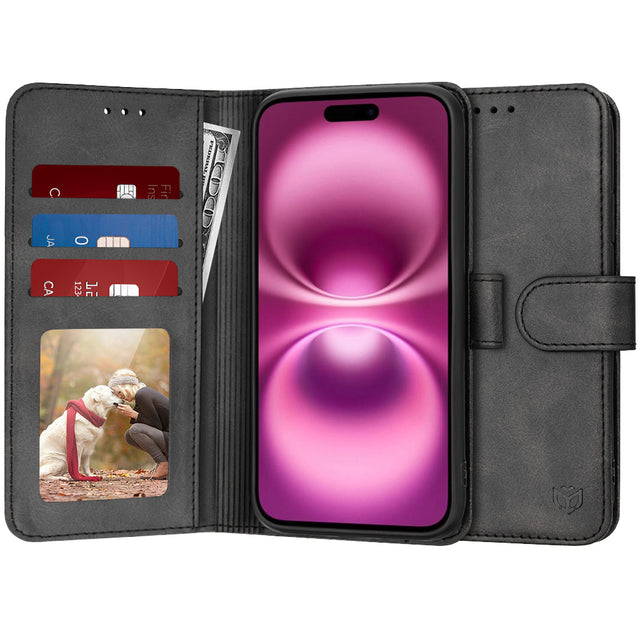 Husa de protectie Techsuit Diary Book compatibil cu iPhone 16 Plus, Negru