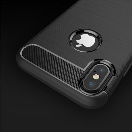 Husa de protectie Techsuit Carbon Silicone compatibil cu iPhone X / iPhone XS, Negru