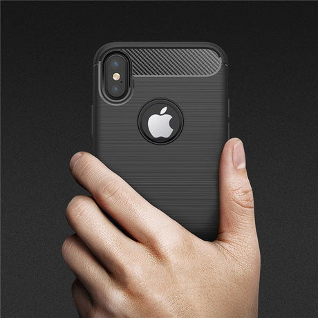 Husa de protectie Techsuit Carbon Silicone compatibil cu iPhone X / iPhone XS, Negru
