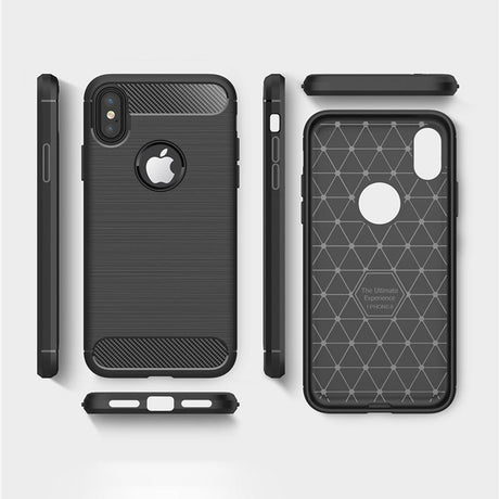 Husa de protectie Techsuit Carbon Silicone compatibil cu iPhone X / iPhone XS, Negru