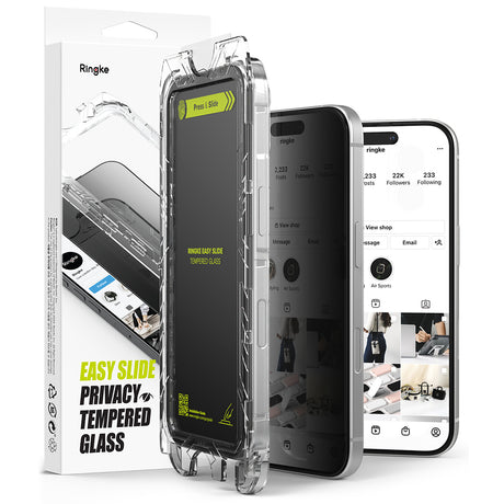 Folie de protectie Ringke Easy Slide Tempered Glass (set de 2) compatibil cu iPhone 16 Pro, Privacy