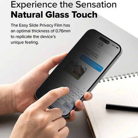 Folie de protectie Ringke Easy Slide Tempered Glass (set de 2) compatibil cu iPhone 16 / iPhone 15, Privacy