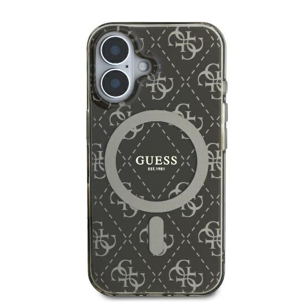 Husa de protectie Guess IML 4G Background MagSafe (GUHMP16SH4DTEW) compatibil cu iPhone 16, Maro