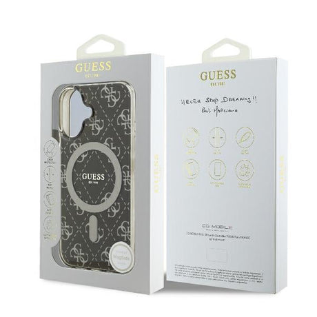 Husa de protectie Guess IML 4G Background MagSafe (GUHMP16SH4DTEW) compatibil cu iPhone 16, Maro