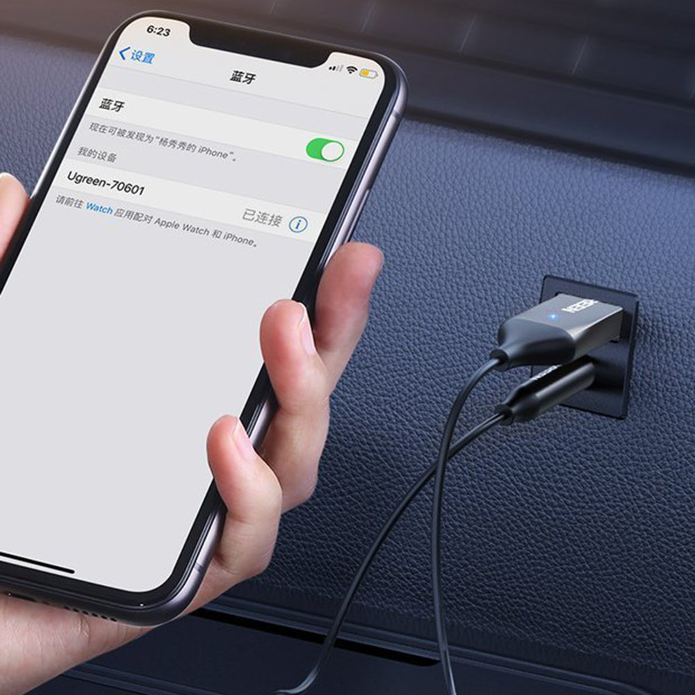 Gadget Ugreen Wireless Audio Receiver CM309 (70601), Jack 3.5mm Output to Car Auxiliary with Mic, Gri Spatial