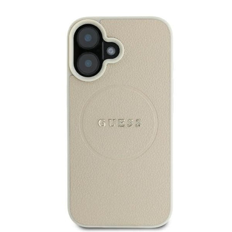 Husa de protectie Guess Grained Gold Ring MagSafe (GUHMP16SPGHSMME) compatibil cu iPhone 16, Bej