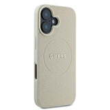 Husa de protectie Guess Grained Gold Ring MagSafe (GUHMP16SPGHSMME) compatibil cu iPhone 16, Bej
