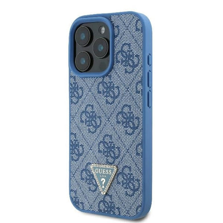 Husa de protectie Guess Leather Metal Logo Strass Crossbody (GUHCP16LP4TDSCPB) compatibil cu iPhone 16 Pro, Albastru