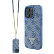 Husa de protectie Guess Leather Metal Logo Strass Crossbody (GUHCP16LP4TDSCPB) compatibil cu iPhone 16 Pro, Albastru