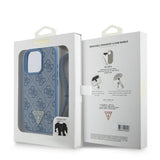 Husa de protectie Guess Leather Metal Logo Strass Crossbody (GUHCP16XP4TDSCPB) compatibil cu iPhone 16 Pro Max, Albastru