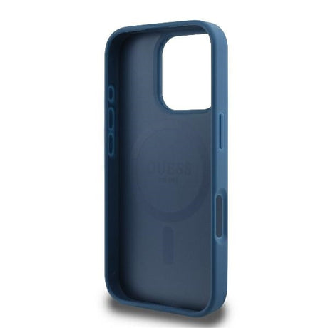 Husa de protectie Guess 4G Ring Classic Logo MagSafe (GUHMP16LG4GFRB) compatibil cu iPhone 16 Pro, Albastru