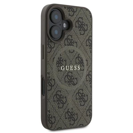 Husa de protectie Guess 4G Ring Classic Logo MagSafe (GUHMP16SG4GFRW) compatibil cu iPhone 16, Maro