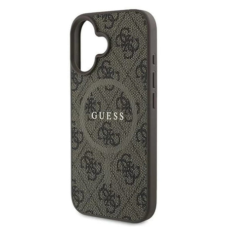 Husa de protectie Guess 4G Ring Classic Logo MagSafe (GUHMP16SG4GFRW) compatibil cu iPhone 16, Maro