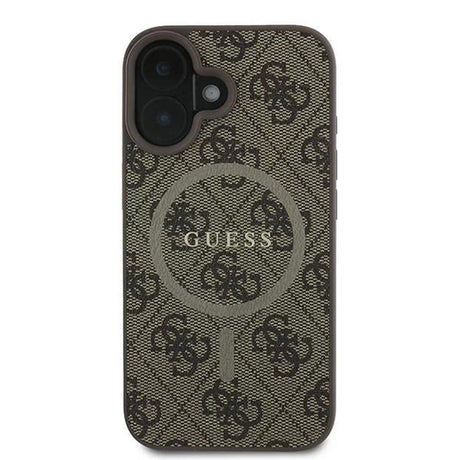 Husa de protectie Guess 4G Ring Classic Logo MagSafe (GUHMP16SG4GFRW) compatibil cu iPhone 16, Maro