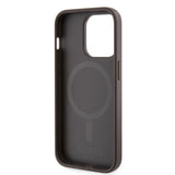 Husa de protectie Guess Hardcase 4G Printed Stripes MagSafe (GUHMP15LP4RPSW) compatibil cu iPhone 15 Pro, Maro