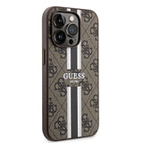 Husa de protectie Guess Hardcase 4G Printed Stripes MagSafe (GUHMP15LP4RPSW) compatibil cu iPhone 15 Pro, Maro