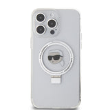 Husa de protectie Karl Lagerfeld Hardcase Ring Stand MagSafe (KLHMP15XHMRSKHH) compatibil cu iPhone 15 Pro Max, Alb Karl Head