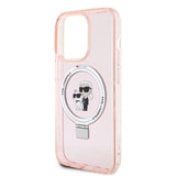 Husa de protectie Karl Lagerfeld Hardcase Ring Stand MagSafe (KLHMP15XHMRSKCP) compatibil cu iPhone 15 Pro Max, Roz Karl&Choupette